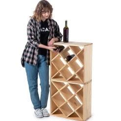 KADAX Casier à Vin Grille en Bois Marron Clair 2 pcs