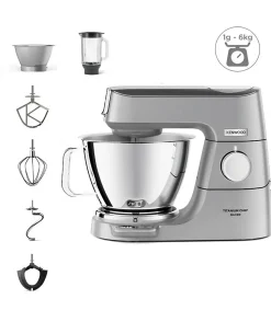 KENWOOD KVC85.124.SI - Robot patissier Titanium Chef Baker - 2 bols en inox 3,5L et 5L - Balance integree 6kg - Blender 1,8L - 1