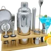 Kit Barman Mixology 11 Pièces avec Support Bambou gris
