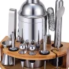 Kit Cocktail 12 Pièces en Acier Inoxydable et Bambou gris