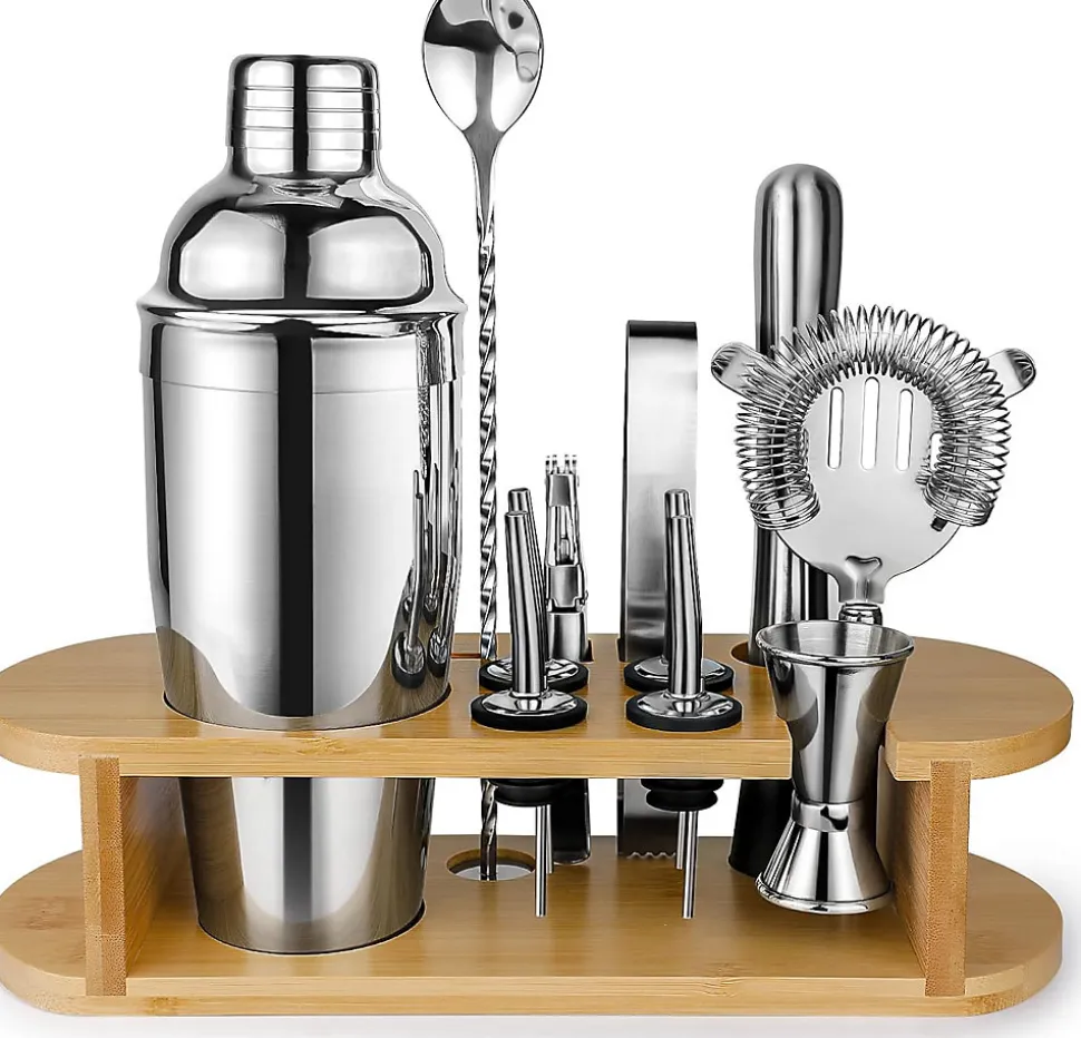 Kit Cocktail Complet avec Support en Bambou gris