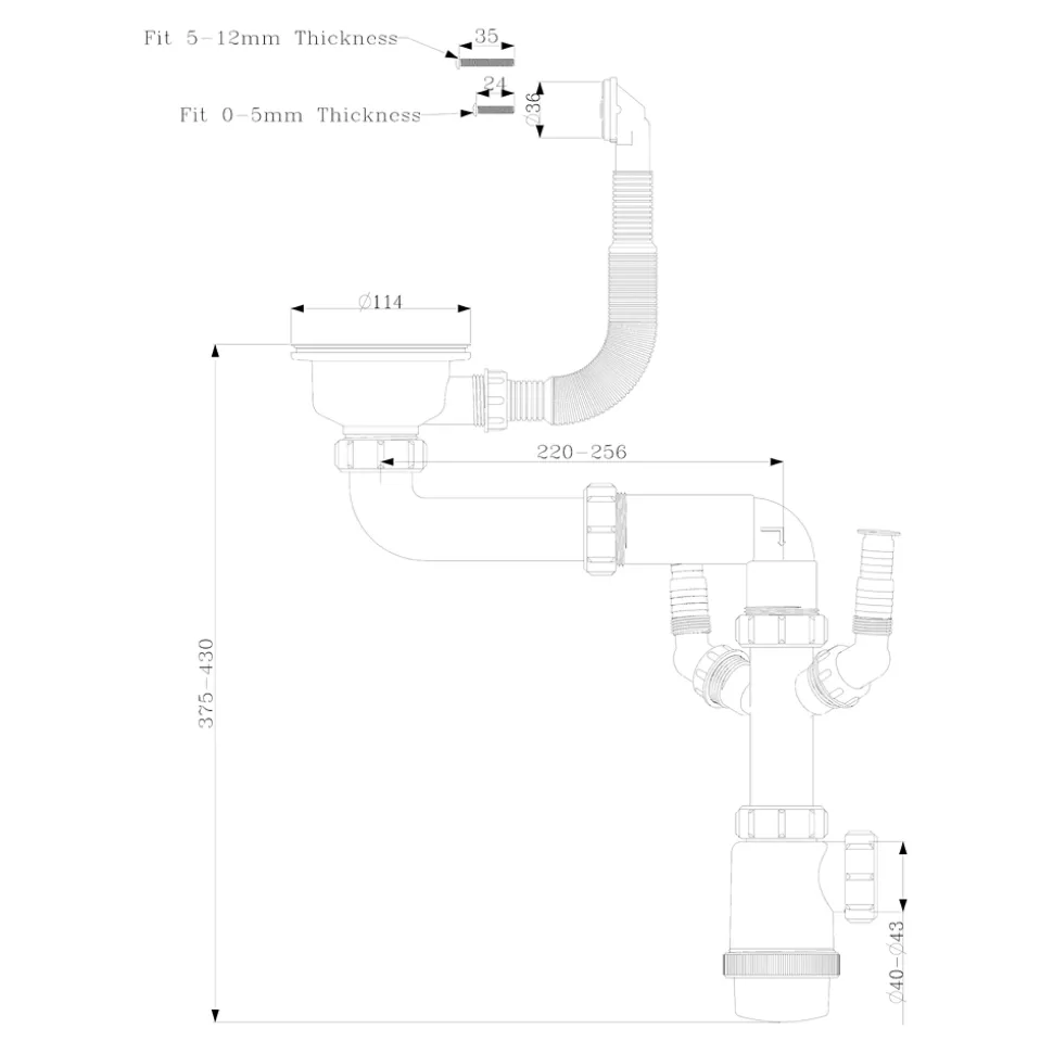 Kit de vidage A manuel évier avec panier acier inoxydable 1 bac