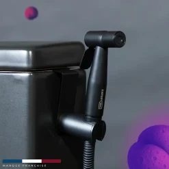 Kit Douchette WC Noir avec Robinet 3 voies (Brevet Déposé) - Marque Française - Qualité supérieure - Uranus Expert WC