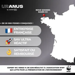 Kit Douchette WC Noir avec Robinet 3 voies (Brevet Déposé) - Marque Française - Qualité supérieure - Uranus Expert WC