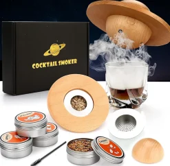 Kit Fumoir à Cocktail Saturne avec 4 Copeaux de Bois