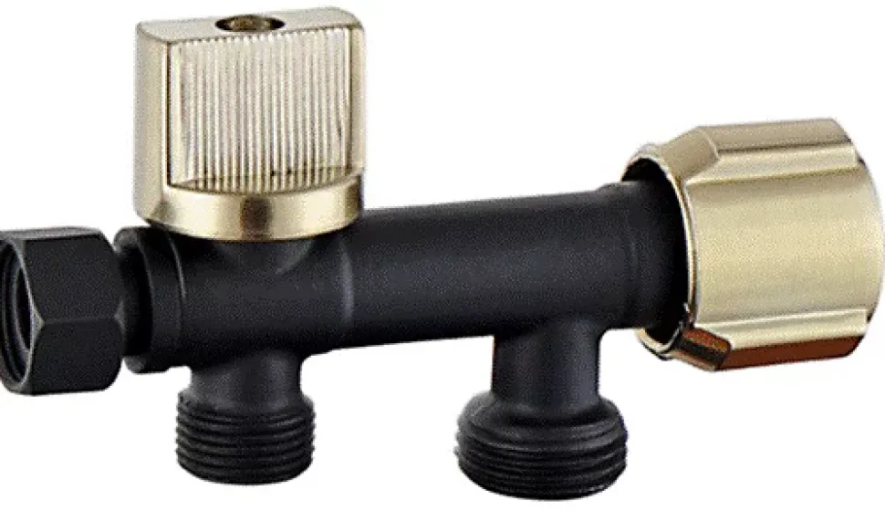 Kit hygiène WC avec douchette 2 jets + flexible + support mural + robinet alimentation, noir/doré brossé, MTK Harmonie