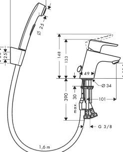 Kit robinet de bidet et douchette WC chromé Hansgrohe Ecos