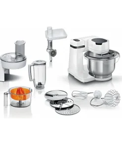 Kitchen machine Serie 2 BOSCH - Robot de cuisine - 700W - 4 vitesses + turbo - Bol mélangeur inox 3,8 L - Blender 1,25 L - Blanc
