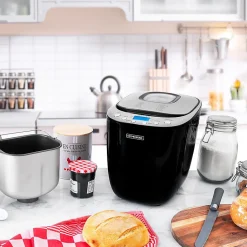 Kitchencook - Machine à Pain - Départ Différé - 550w - 12 Programmes Intégrés - Cuve Amovible Antiadhésive - Noir