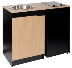 Kitchenette complète vitrocéramique noir et effet chêne H.94,2 x l.120 cm