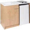 Kitchenette complète vitrocéramique décor chêne H. 94,5 x l. 120 cm