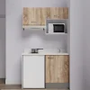 Kitchenette K02 - 120 cm - façades Bois - Plan monobloc en quartz coloris Snova évier à droite