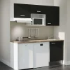 Kitchenette K55 - 180 cm - Façades : Noir - Plan de travail : Bois - Crédences : Non - Evier