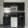 Kitchenette K20 - 180 cm - Façades : Noir - Plan de travail : Noir - Crédences : Oui - Evier