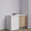 Kitchenette K08 - 120 cm - Façades : Bois - Plan de travail : Blanc - Crédences : Non - Evier Blanc