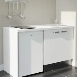 Kitchenette K17 - 140 cm - Façades : Blanc - Plan de travail : Blanc - Crédences : Non - Evier