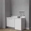 Kitchenette K17 - 140 cm - façades Blanc - Plan monobloc en quartz coloris Snova évier à gauche