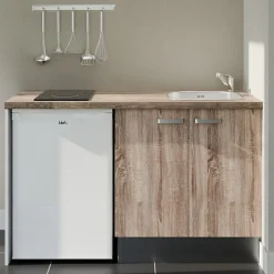 Kitchenette K17 - 140 cm - Façades : Bois - Plan de travail : Bois - Crédences : Non - Evier