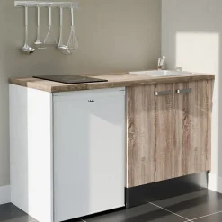 Kitchenette K17 - 140 cm - Façades : Bois - Plan de travail : Bois - Crédences : Non - Evier