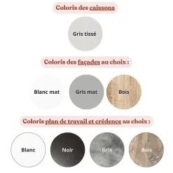 Kitchenette K30 façades Bois - Plan de travail Bois - Crédences : Non - Evier inox - Electroménager Inox inclus