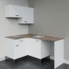 Kitchenette KA02 - 128 cm - Façades : Blanc - Plan de travail : Bois - Crédences : Non - Evier