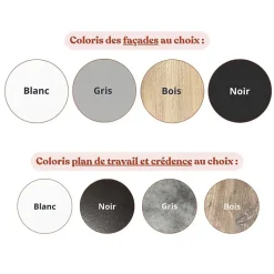 Kitchenette KA03 - 128 cm - Façades : Gris - Plan de travail : Gris béton - Crédences : Non - Evier