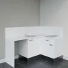 Kitchenette KA01 - 128 cm - Façades : Blanc - Plan de travail : Blanc - Crédences : Oui - Evier