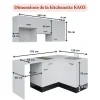 Kitchenette KA03 façades Gris - Plan de travail Noir texturé - Crédences : Oui - Evier inox - Electroménager Blanc inclus