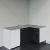 Kitchenette KA01 façades Noir - Plan de travail Gris béton - Crédences : Non - Evier inox - Electroménager Blanc inclus