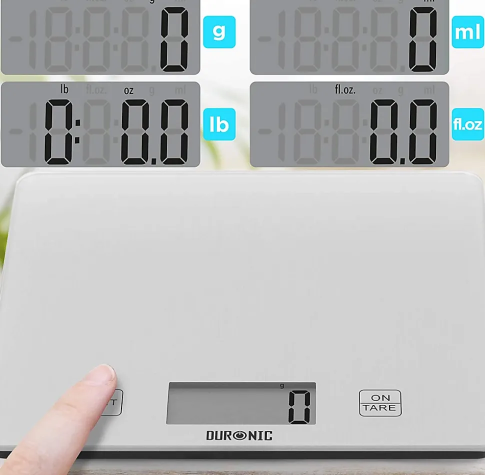 KS1080 Balance de cuisine Capacité 10 kg Affichage numérique Ajout de poids Précision 1 g Pâtisserie Courrier Duronic