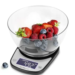 KS5000 BKCR Balance de cuisine Capacité 5 kg Affichage numérique Ajout de poids Précision 1 g Bol 2L Pâtisserie Courrier Duronic