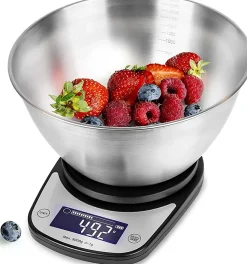 KS5000 BKSS Balance de cuisine Capacité 5 kg Affichage numérique Ajout de poids Précision 1 g Bol 2,5L Pâtisserie Courrier Duronic