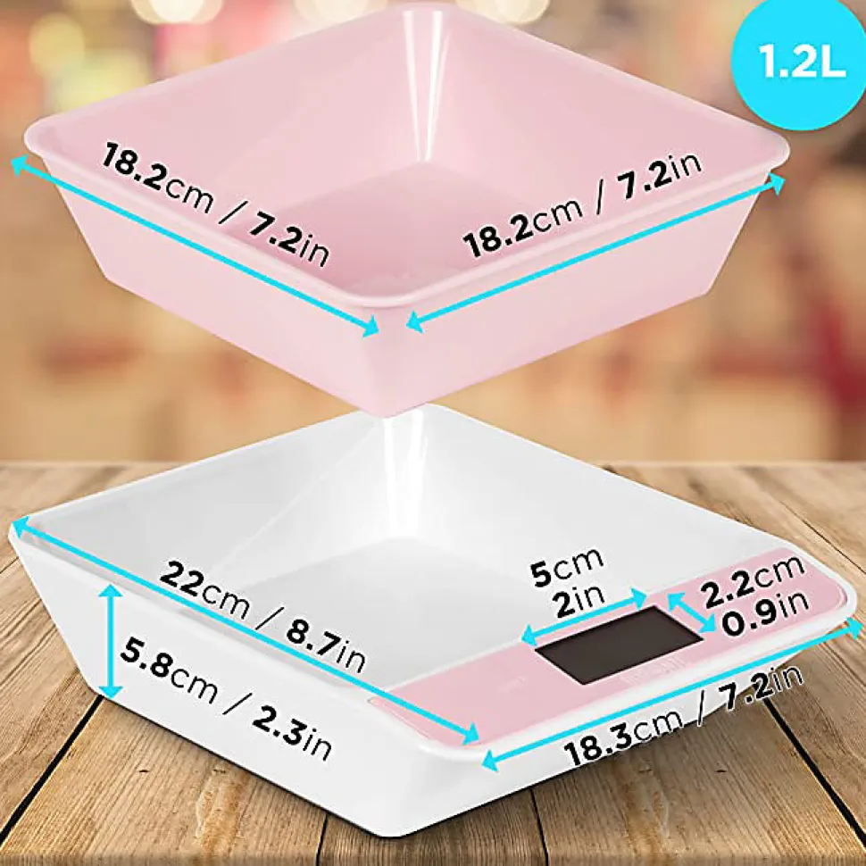KS100 PK Balance de cuisine Capacité 5 kg Affichage numérique Ajout de poids Précision 1 g Bol 1,2L 4 capteurs précis Duronic