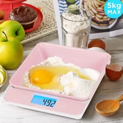 KS100 PK Balance de cuisine Capacité 5 kg Affichage numérique Ajout de poids Précision 1 g Bol 1,2L 4 capteurs précis Duronic