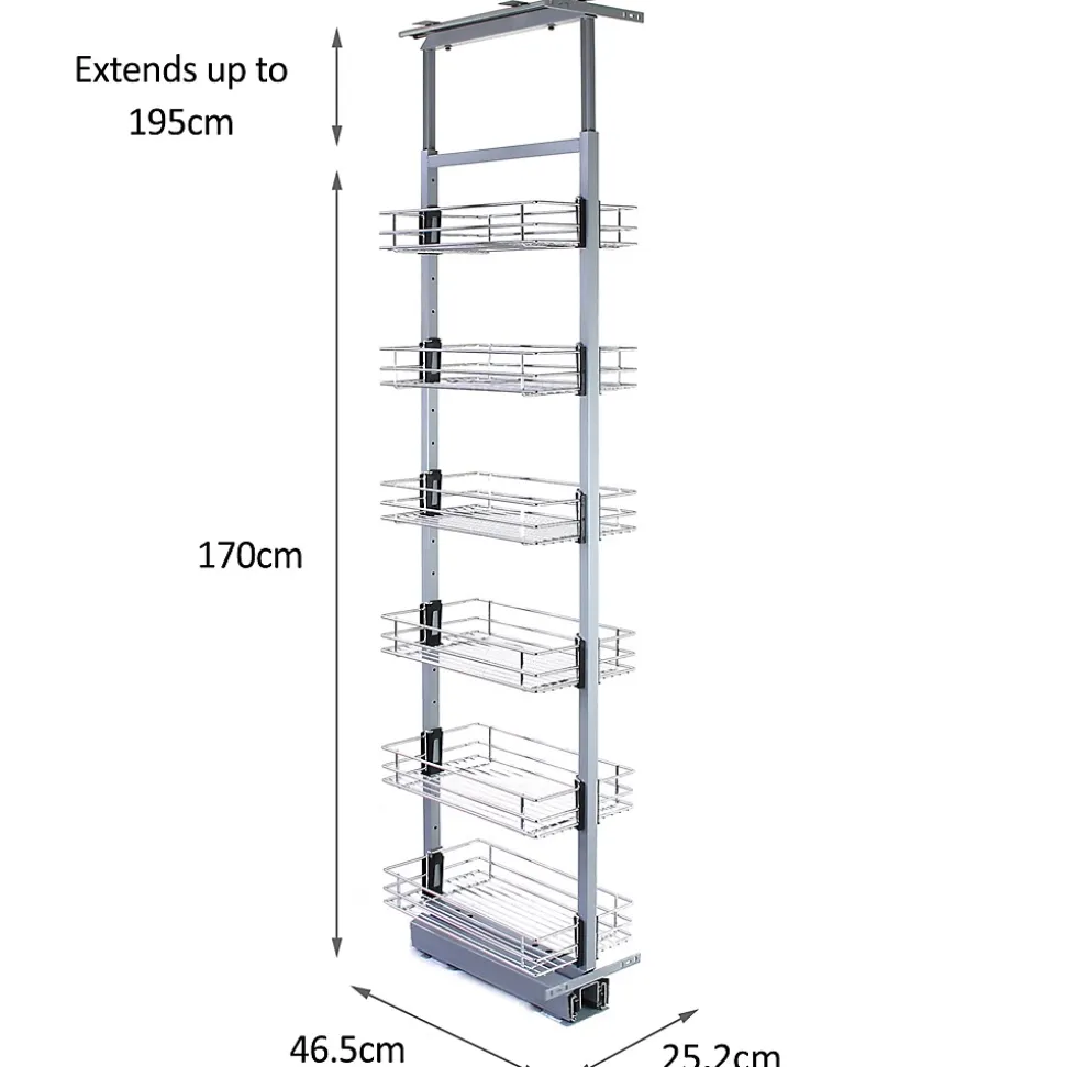 KuKoo Garde-manger de cuisine à fermeture amortie 46cm P x 170-195cm H