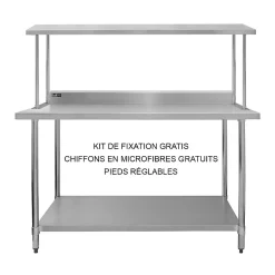 KuKoo Plan de Travail 150 cm avec Étagère d'Appoint à 1 Niveau