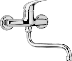 Kvstore Robinet Mitigeur Mural Pour Evier De Cuisine Ou Lavoir Serie Minerva - Chromé