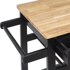 KWIT - Desserte à Roulettes Noire avec Porte-Bouteilles