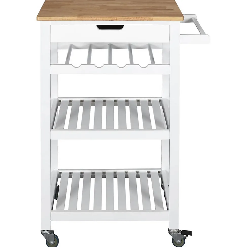 KWIT - Desserte à Roulettes Blanche avec Porte-Bouteilles