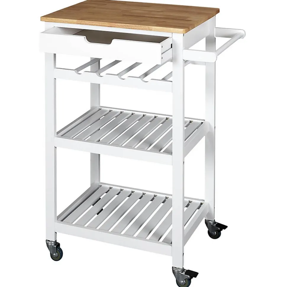 KWIT - Desserte à Roulettes Blanche avec Porte-Bouteilles