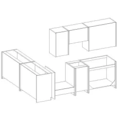 LASSEN Cuisine complete dangle 240x165 cm avec plan de travail - Decor chene sonoma