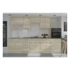 LASSEN Cuisine complete L 300 cm avec demi-colonne four et hotte - Decor chene sonoma