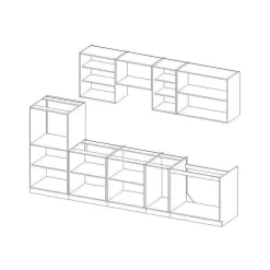 LASSEN Cuisine complete L 300 cm avec demi-colonne four et hotte - Decor chene sonoma