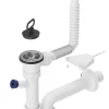 Lavabo Granitan Orta Blanc avec Siphon pour Garage, Buanderie, Chaufferie - 1 Pièce