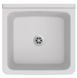 Lavabo Granitan Orta Blanc avec Siphon pour Garage, Buanderie, Chaufferie - 1 Pièce