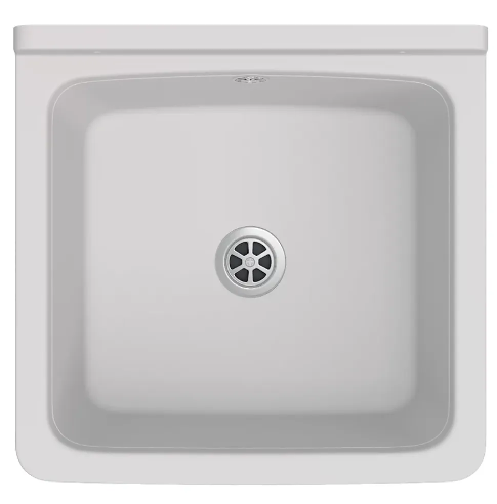 Lavabo Granitan Orta Blanc avec Siphon pour Garage, Buanderie, Chaufferie - 1 Pièce
