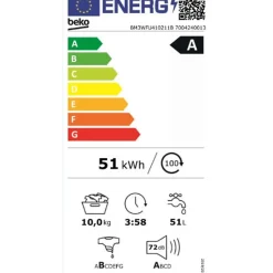 Lave linge hublot Beko BM3WFU410211B 10 Kg