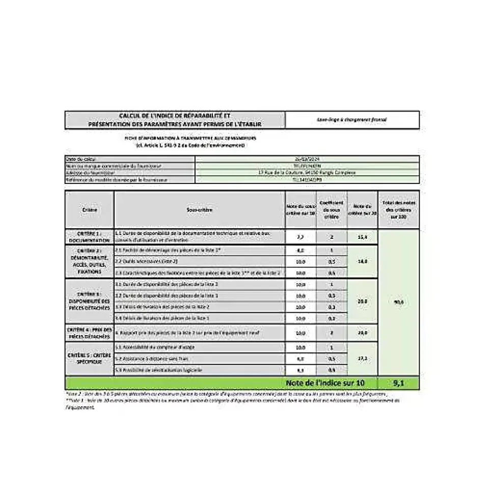 Lave-linge frontal FUNKEN TLL1410AGPB
