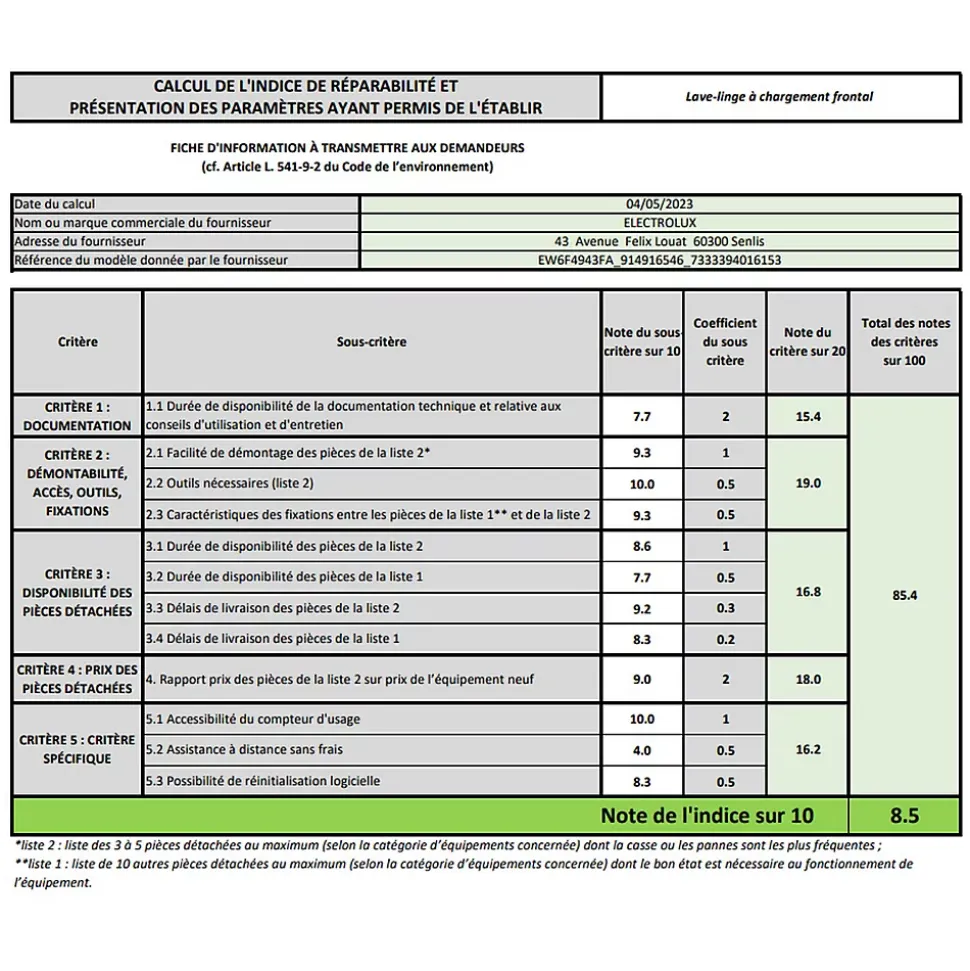 Lave-linge frontal 8kg 1400 tours/min blanc Electrolux EW6F4943FA