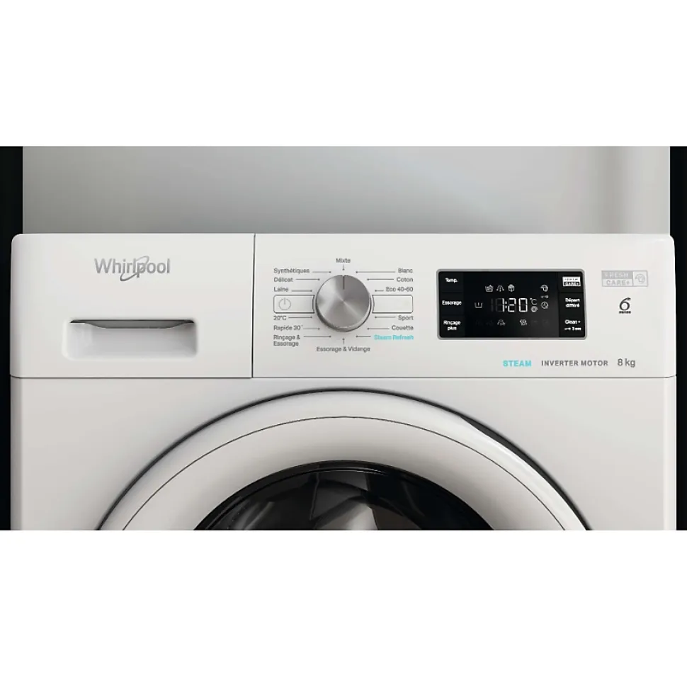 Lave-linge frontal 8kg 1400 tours/min Whirlpool FFBS8469WVFR